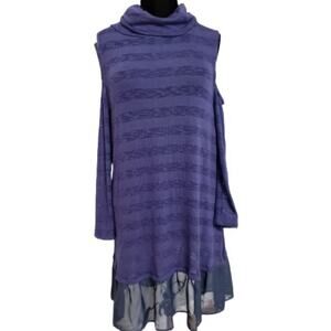 NWT Cold Shoulder Cowl Neck Knit Midi Dress Large